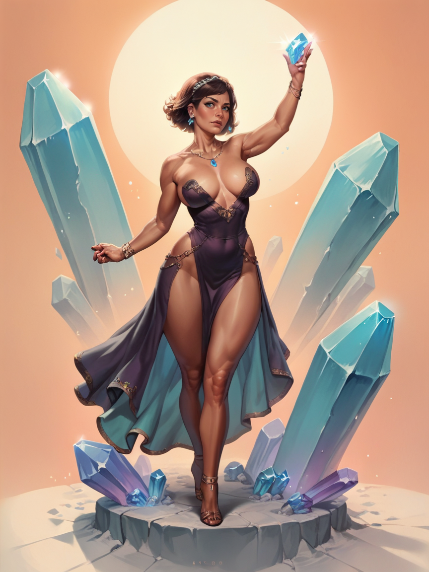 score_9. score_8_up, score_7_up, score_6_up, score_5_up, score_4_up,  <lora:c0rb3nXLP:0.8> c0rb3n, 1girl, curvy, crystals