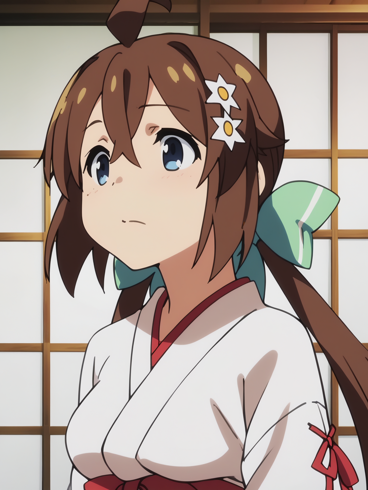 <lora:happy_tentacle-koinaka-mio-v0.1-000030:0.8>, ht_koinaka_mio, white kimono, japanese clothes, hakama skirt, red hakama, ribbon-trimmed sleeves , 1girl, solo, portrait , , wince , , looking up , , , score_9, score_8_up, score_7_up, score_6_up, score_5_up, score_4_up