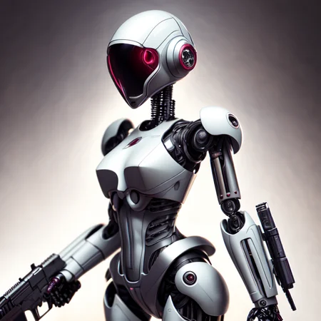 photo, drawing of a female robot holding a gun (ghostshell style:1) <lora:djzGhostShellV21:0.8>