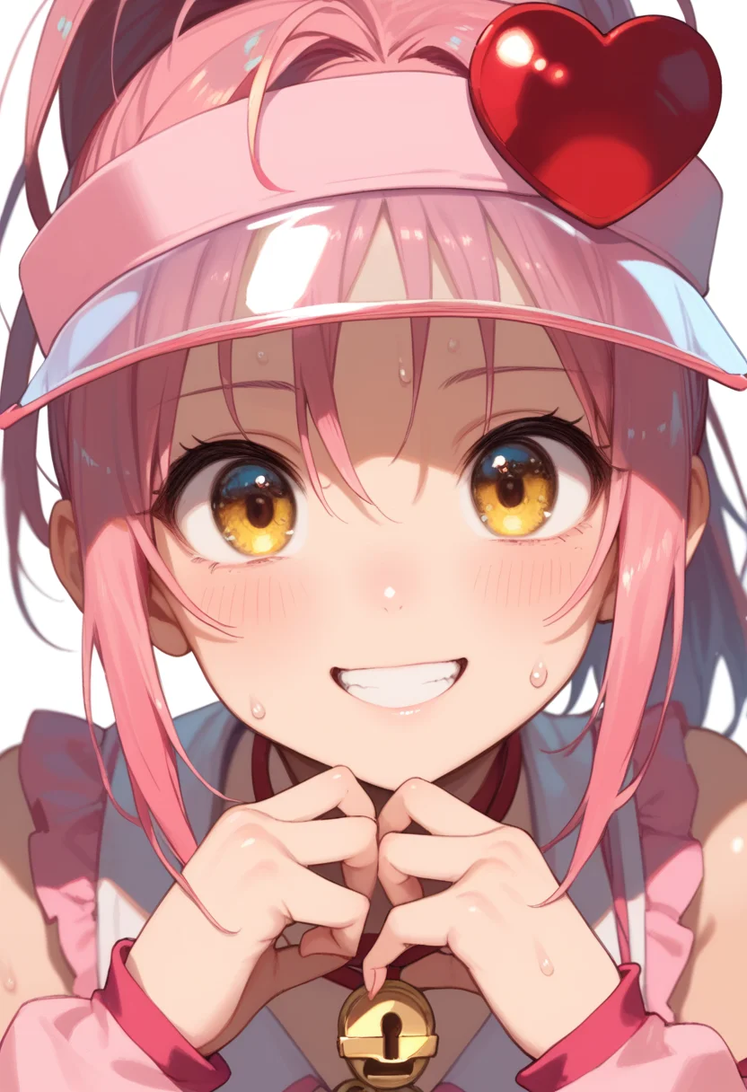 score_9, score_8_up, score_7_up, score_6_up, anime_lineart
1girl, solo,
<lora:amulet_heart:1> amulet_heart, pink hair, yellow eyes, heart, magical girl, visor cap, lock button, skirt, hair ornament, ponytail, loose socks, pink footwear:0.9
sweat, shiny skin, smile, face close-up,