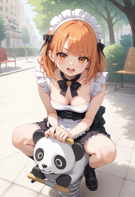 score_9, score_8_up, score_7_up, source_anime,
1girl,solo,medium breasts, maid, maid headdress,
spring rider,panda,sitting, shoes, riding, outdoors, holding, park,<lora:springrider_Pony_v1:0.8>
from above, upper body, looking at viewer, orange hair, orange eyes,badmood, open mouth, single hair,,