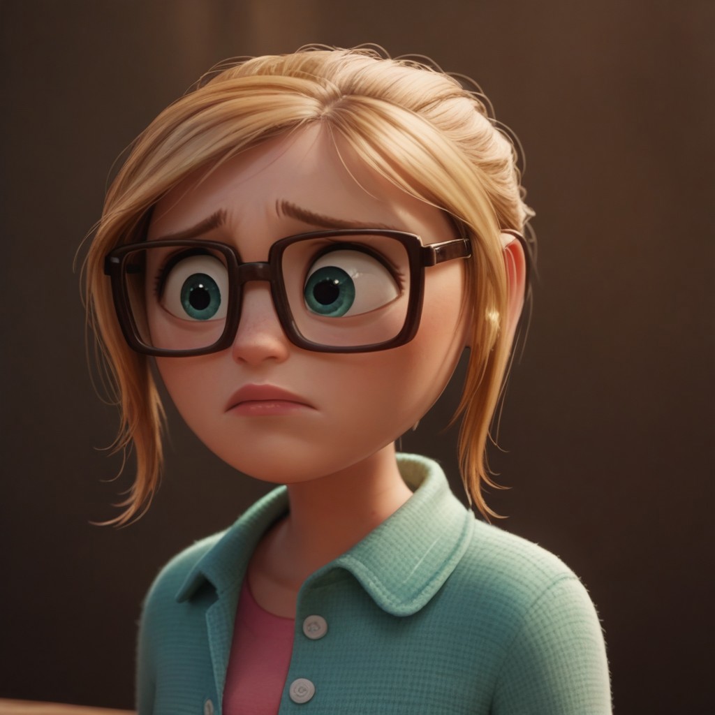 score_9, score_8, score_7, score_6, 1girl, SamSpark, portrait, blond hair, glasses, worried