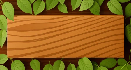 <lora:WoodenMenu_v3:0.75> a wooden rectangle with green leaves