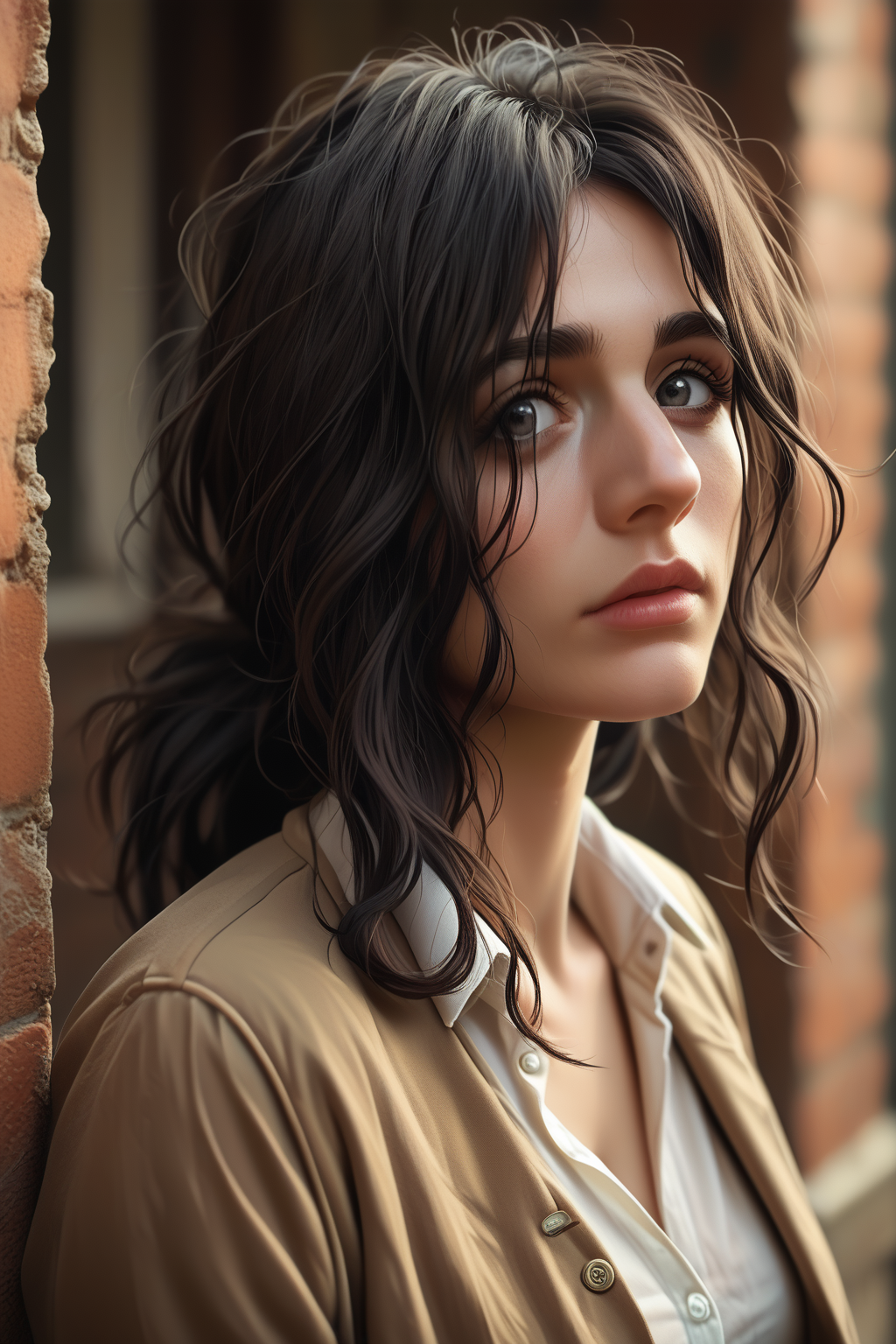 score_9, score_8_up, score_7_up, score_6_up, score_5_up, score_4_up, masterpiece, high quality, BREAK, full body, BREAK, 1girl,  <lora:Pieck Finger:0.8> Pieck Finger, long black hair, messy hair, large breasts, narrow waist, red armband, grey eyes, white blouse, trench coat,