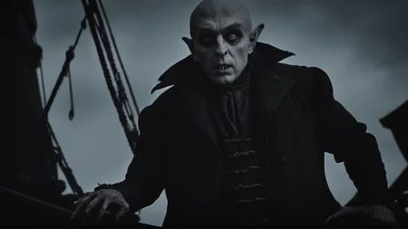 cinematic film still of <lora:Nosferatu:0.8>
Nosferatu a man in a pirate costume standing on a boat,solo,1boy,standing,monochrome,greyscale,male focus,claws , Count Orlok, bald head, white skin, pale skin, vampire, realistic, realism, photorealism, hyperrealism, hyperrealistic, realistic, sharp, detailed, cinematography style, film light style, movie still, professional photography, artistic, perfection, contrast, cinematic, filmic, high quality photo, 8k quality, colorful, photography style, horror style, shallow depth of field, vignette, highly detailed, high budget, bokeh, cinemascope, moody, epic, gorgeous, film grain, grainy