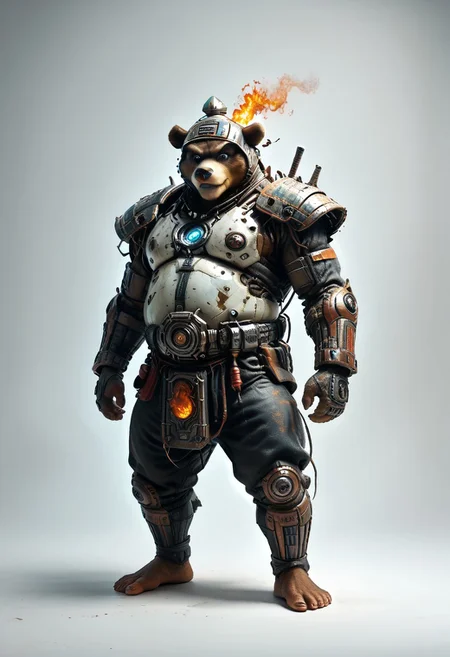 masterpiece, best quality, newest,
eyecatching composition, dynamic pose, dynamic angles, detailed background of bamboo forest, Asian conical hat
A Shadow faster than the light
Like cosmic fire his presence is
Shining in the night
Born from high technology
Too fast for human eyes to see
A soldier made of cyber steel
Create to kill the enemy
By neutreon power he is ready to strike
Can you feel the fire
See the anger in his burning eyes
He's the Super Sonic Samurai
By jetpack power he's ready to fly
He's the Super Sonic Samurai
Laser Katana high up to the sky
For the Super! Sonic Samurai!
barefoot plantigrade furry male, panda bear, chubby