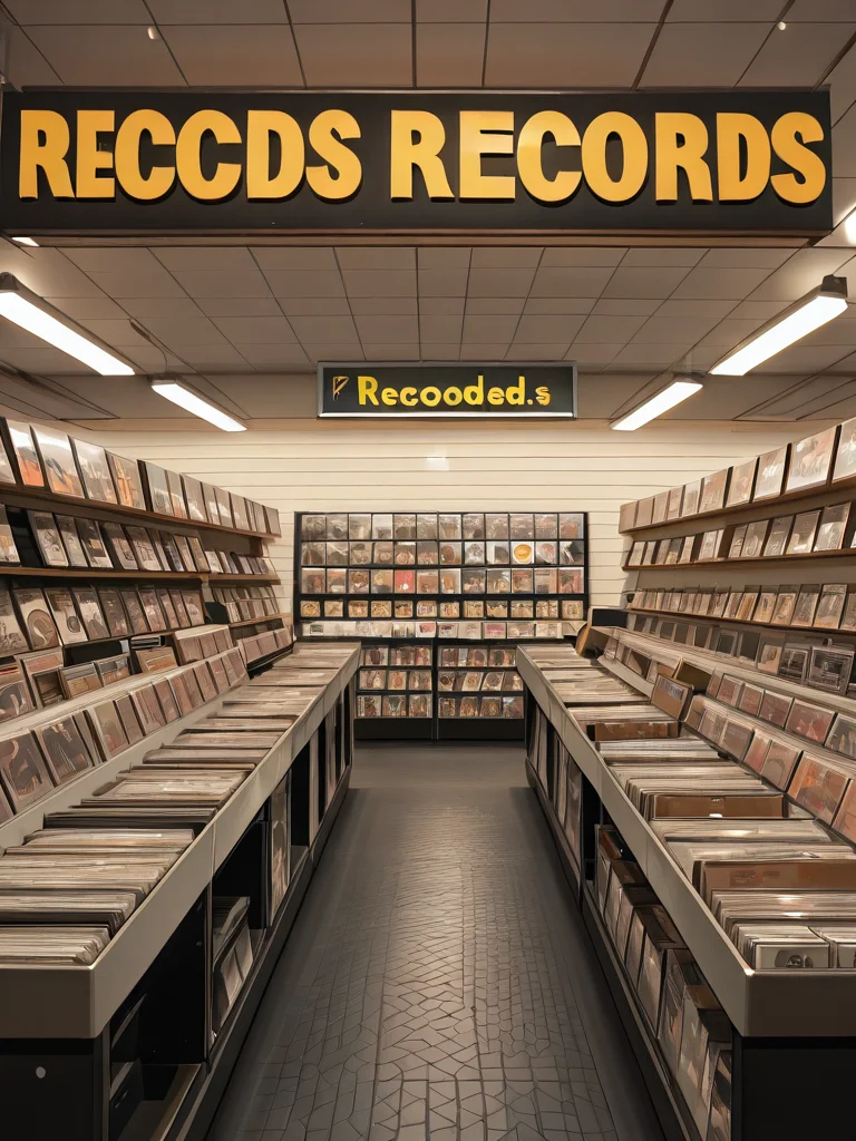<lora:rec0rdsh0p-IL:0.8> rec0rdsh0p, shop with records, records, scenery, no humans, background, album sleeves,