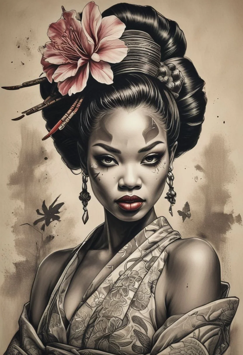 African geisha Tattoo design