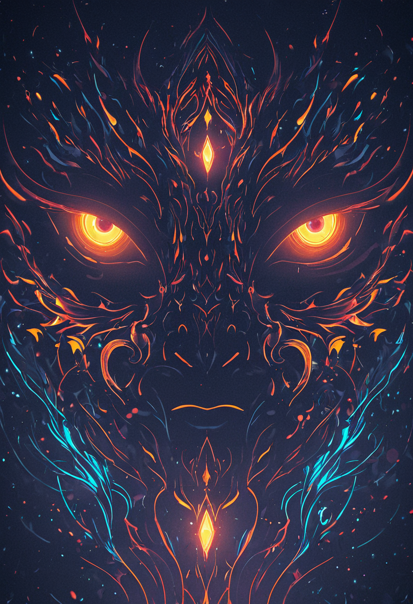 concept art <lora:R0k00Gl0w1ngHD:1>,R0k00Gl0w1ngHD,(style, glowing, eyes, aura, background), . digital artwork, illustrative, painterly, matte painting, highly detailed