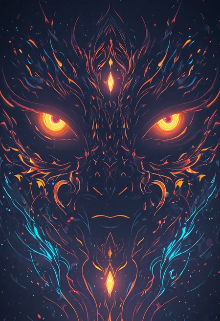 concept art <lora:R0k00Gl0w1ngHD:1>,R0k00Gl0w1ngHD,(style, glowing, eyes, aura, background), . digital artwork, illustrative, painterly, matte painting, highly detailed