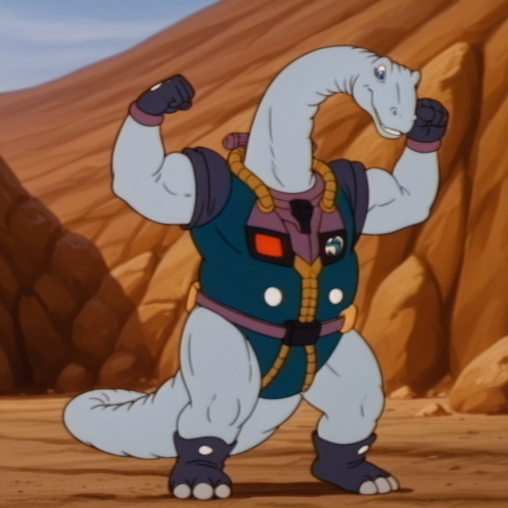 masterpiece, best quality, amazing quality,  BrontoDsil, anthro, male, brontosaurus, light blue skin, blue eyes, long neck, blue bodysuit, purple trim, short sleeves, dark blue sleeves, dark blue gloves, purple wristband, dark blue boots, outside,  flexing, solo, 1boy, full body, standing