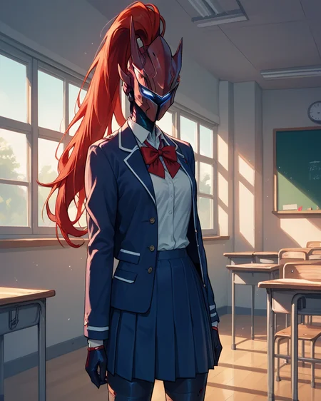 score_9, score_8_up, score_7_up, source_anime,score_6, school, classroom, standing, school uniform, solo ,1girl, blood_igris, helmet, <lora:Blood_Igris:0.9>,