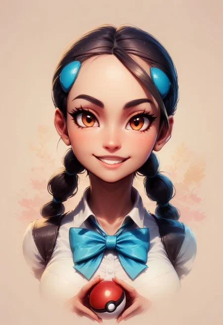 score_9, score_8_up, score_8, big breasts, (curvy), cute, eyelashes,
(holding pokeball),
Faded Headshot, faded bottom, faded edges
head tilt, smile
BREAK,
zzCandice, hair ornament, twintails, hairclip, bowtie, white shirt,
BREAK,, zPDXL,