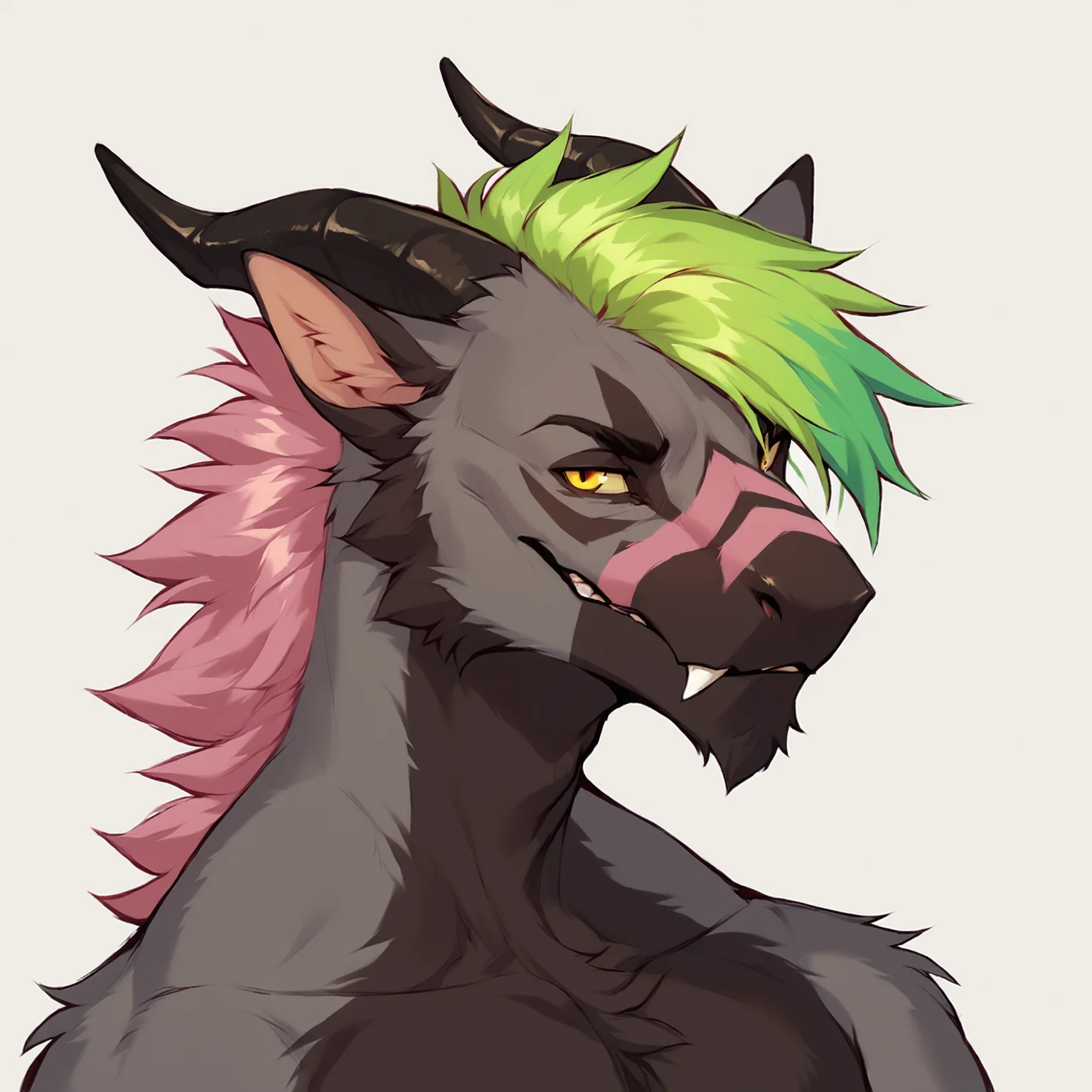 score_9, score_8_up, score_7_up, score_6_up, score_5_up, score_4_up, rating explicit, source furry BREAK
felkin, furred dragon, furred scalie, mythological creature, yellow eyes, male, 2 horns, black horn, colorful face markings, black body, pink highlights, green hair, multicolored fur, multicolored hair, bust portrait, <lora:Felkin_PonyV6XL:1.0>