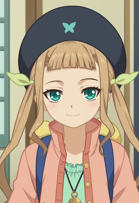 score_9, score_8_up, score_7_up, score_6_up, score_5_up, score_4_up , anime coloring ,BREAK source_anime, anime,screencap,
1girl, solo, ellemel, hair ribbon, coat, dress, necklace, beret, backpack, <lora:PonyXL Elle Mel Martha V1:1>
indoors, upper body
smile, looking at viewer,