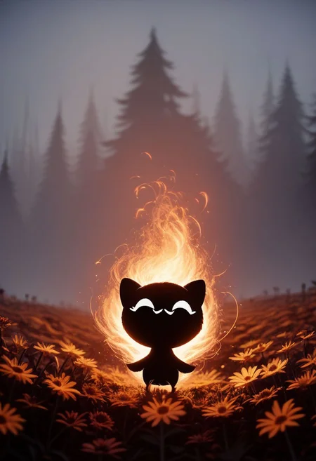 score_9, score_8_up, score_7_up, a large silhouette of webby vanderquack among flowers, cozy, cute, 8k, hd, zavy-slhtt, photo, ElementFireXL