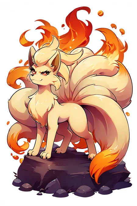score_9, score_8_up, score_8, medium breasts, (curvy), cute, eyelashes, ,,, , ,,, zzNinetails, looking at viewer, red eyes, closed mouth, standing, full body, looking back, fire, rock, embers, angry, attack, furious, claws, ,<lora:NinetailsPokedexPDXL:0.8>, ,,,, BREAK, smile, looking at viewer, ,,, abstract background, white outline, cowboy shot, ,,, embedding:zPDXL, Expressiveh, ,,, <lora:theOtherHalfPDXL:0.8>, <lora:CatalystStylePDXL:0.6>, <lora:SDXLFaeTastic2400:0.5>, <lora:Expressive_H-000001:0.4>,