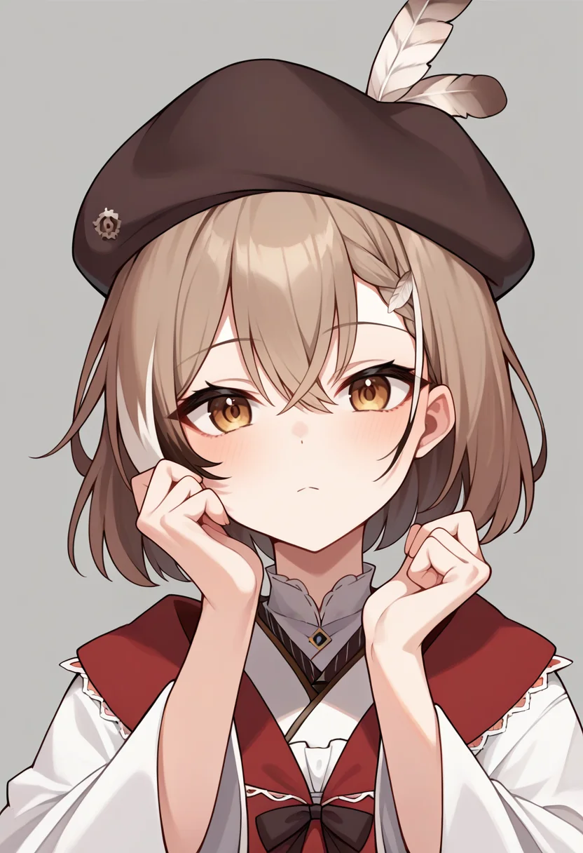 score_9,score_8_up,score_7_up,score_6_up,score_5_up,score_4_up,
1girl, nanashi mumei, virtual youtuber, bob cut, red shawl, braided bangs, beret, feather hair ornament, white kimono, wide sleeves, lace-up boots
simple background, grey background, solo, looking at viewer, cowboy shot,
<lora:mumeiponyxl1:1>
