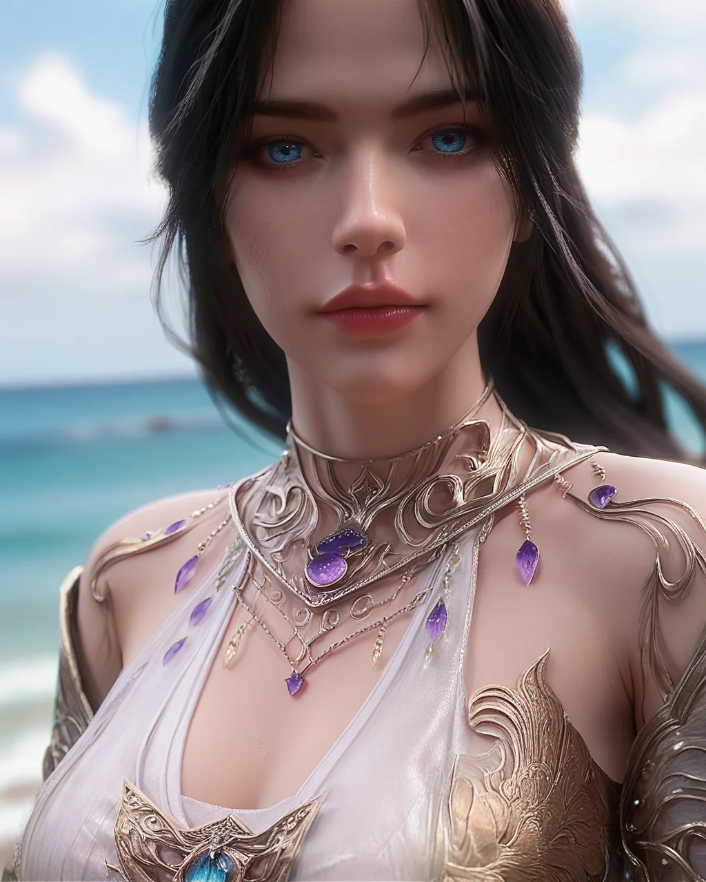 score_9_up,score_8_up,score_7_up,score_realistic,photograph,(close-up),looking at viewer,1girl,solo focus,necklace,collared dress,outdoors,day,sky,ocean,soft_focus,blurry background,depth of field,foreshortening,<lora:monvpony-000007:0.85>,<lora:ç¼é¨ç»èå¢å¼ºãPonyã:0.65>,<lora:Stable_Yogis_PDXL_Positives:1>,