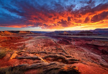 Majestic jagged rocky mountains, red mesas, wind eroded colorful rock formations, beautiful evening sunset, (petrified forest national park:1.25), arizona, <lora:Earth35:0.4>