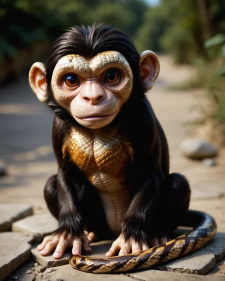score_9, score_8_up, score_7_up, intricate details, rating_safe,
<lora:SnakeSkinStyle:0.7>,
1boy(solo, 
feral furry, monkey with Jed-snkskn, snakeskin, 
full body, looking at the viewer, solo, happy), detailed background, depth of field, subsurface scattering, 
<lora:ral-chrosc-clr:0.5>, ral-chrosc-clr,
<lora:xl_more_art-full_v1:0.3>,
<lora:add-detail-xl:0.3>