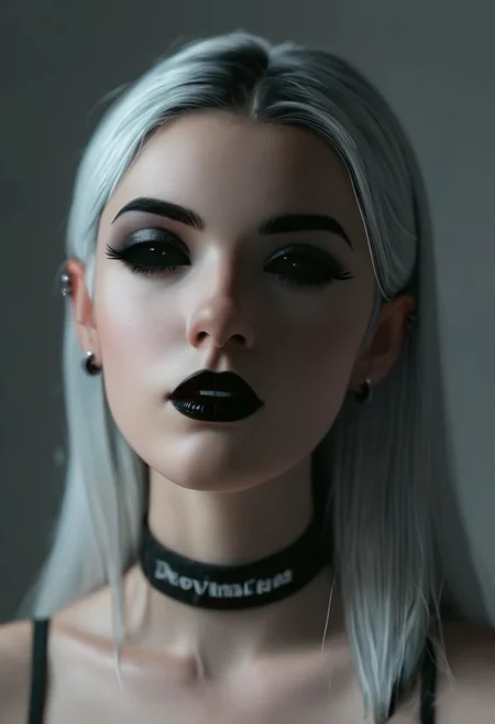 score_9, score_8_up, score_7_up, 1girl, solo, anka, goth girl,  seductive, black lipstick, choker, earrings, (((black eyes, black sclera))), large eyes,
looking at viewer, dynamic light, eyeliner, cinematic light, close up, face focus, cinematic colors