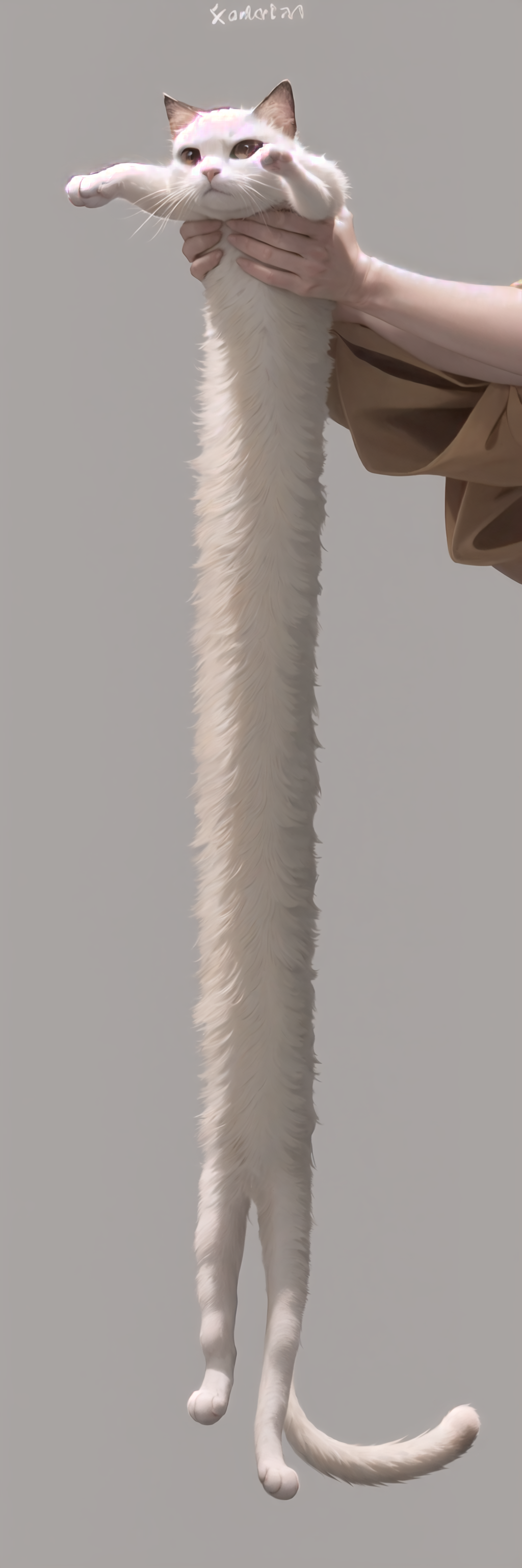 High Quality, Masterpiece,  <lora:LongcatMemeSolo:1.3>, incrslcmsolo, full body, simple background, white background, cat