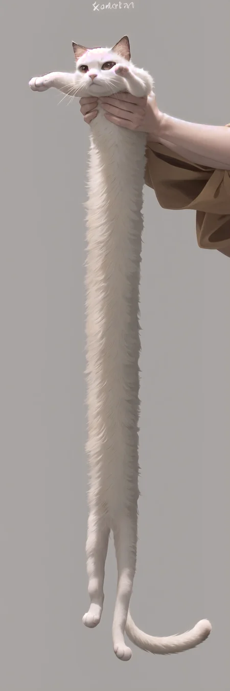 High Quality, Masterpiece, <lora:LongcatMemeSolo:1.3>, incrslcmsolo, full body, simple background, white background, cat