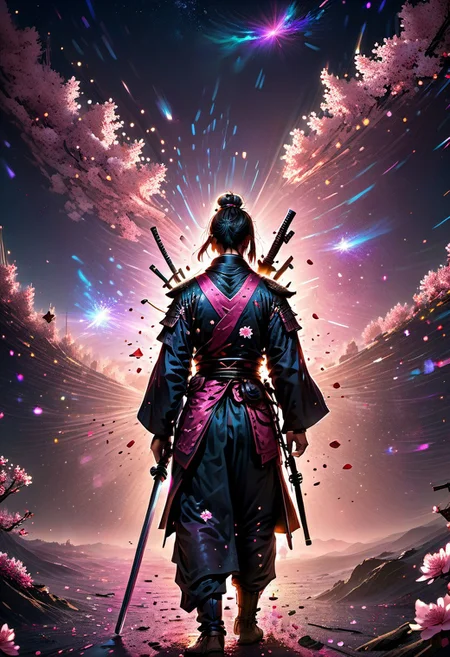 score_9, score_8_up, score_8, full color painting of samurai army, pink blossom, petals on the wind, far view, night time, stars in the sky, landscape, dramatic lights, sparkles around, insane details, intricate details, hyperdetailed, soft cinematic light, dim colors, exposure blend, hdr,