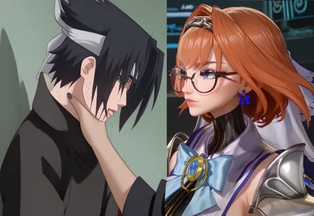 safe_pos, kronii, long hair, red hair, redhead, orange hair, glasses, straight hair, mechanical legs, neon trim, NSFW, Big Boobs, hentai, score_9, score_8_up, score_7_up, full body, female, full body, 4RCH0N, Expressiveh, hair intakes, 1girl, IncrsChokeMeme, 1boy