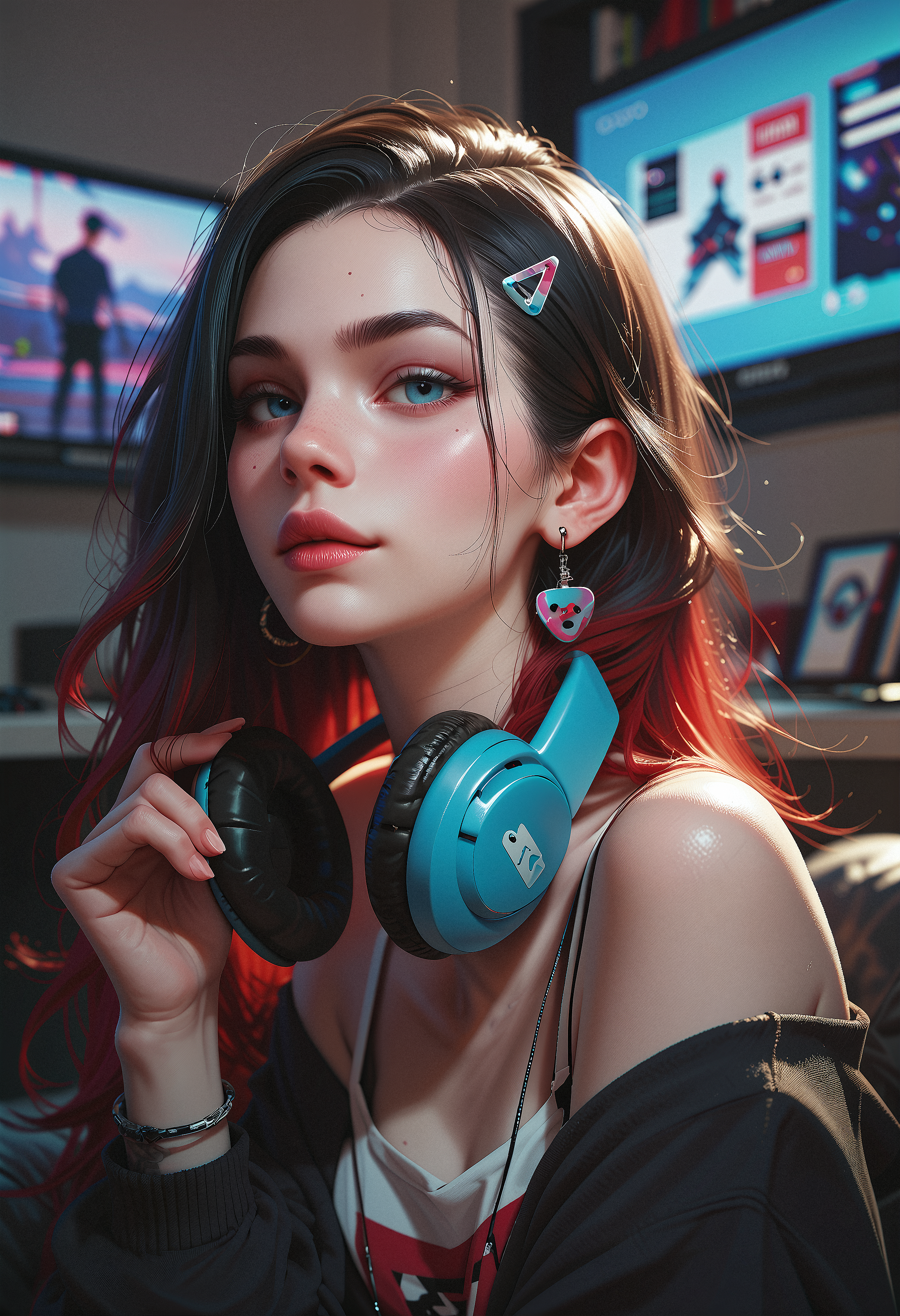 score_9, score_8_up, score_7_up, score_6_up, score_5_up, score_4_up, 1girl,  gamer girl, 