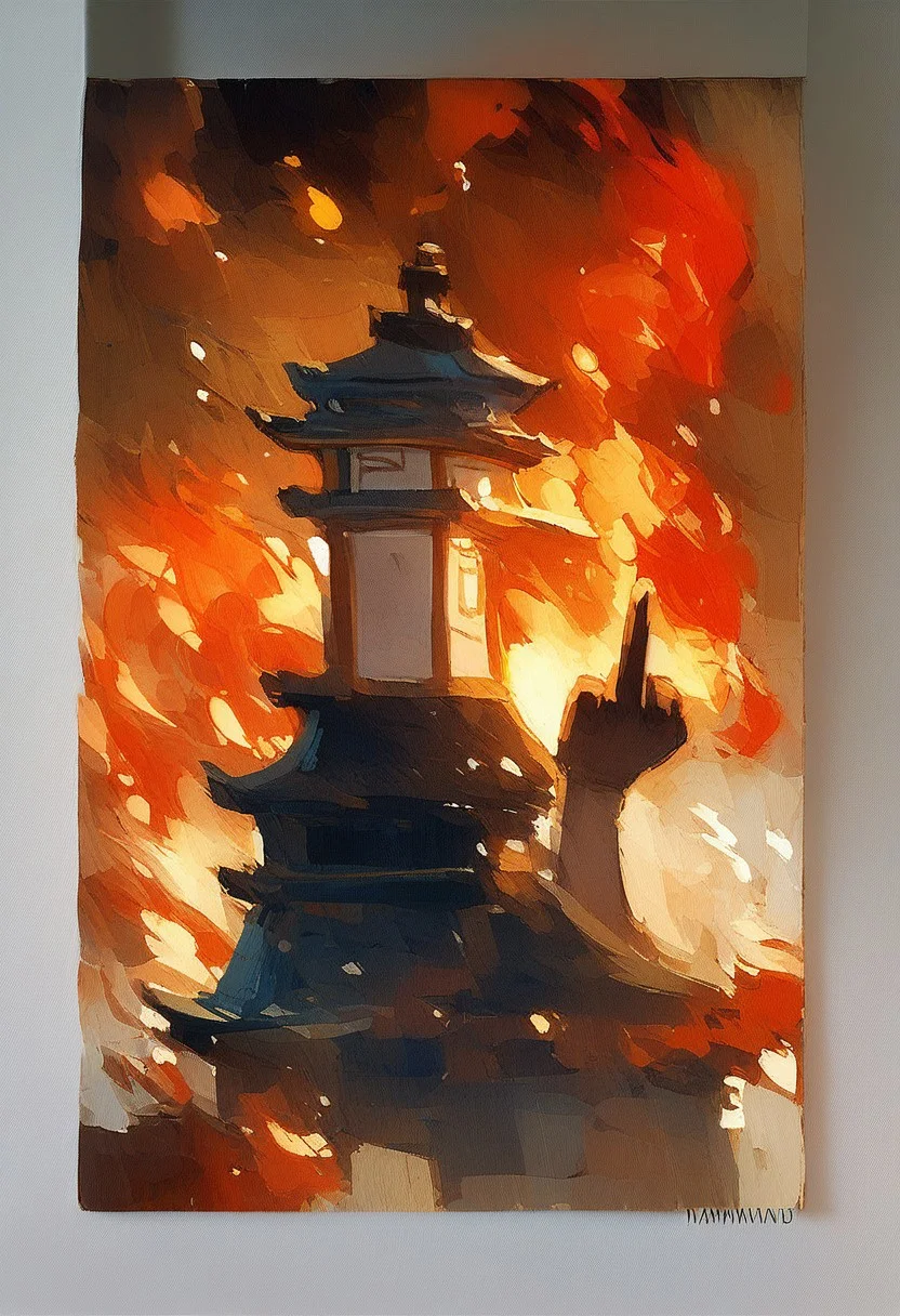 score_9, score_8_up,score_7_up, score_6_up, score_5_up, score_4_up, watercolor painting, ((jiangshi)), (middle finger), ((floating ghost flames)), Chinese temple