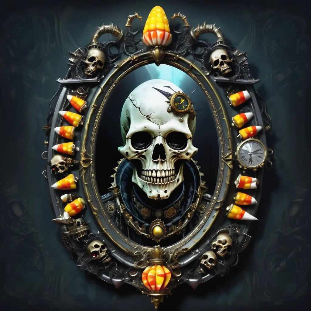 ((realistic,digital art)), (hyper detailed),h4l0w3n5l0w5tyl3DonMD4rk Shadowy Steampunk Gothic Zombie Prom Queen Ghost Ship Candy Corn Zombie Appliance Ghostly Grimace Eerie Sconces Haunted Mirror Participating in Costume Parades, <lora:h4l0w3n5l0w5tyl3DonMD4rk-XLv1.1:1>