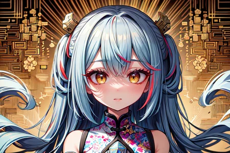 highly insanely detailed, masterpiece, top quality, best quality, highres, 4k, 8k, RAW photo, (very aesthetic, beautiful and aesthetic),
(code_style,codestyle),english text,traditional chinese text,(sympattern,geometric pattern),
<lora:CodeStyle (half generic class)_564920:0.8>,
(1girl:1.3), 1other,
gold background,yellow and red background,(colored geometric background,colored marble background,colored digital glitch background),âââ