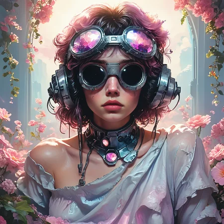 score_9, score_8_up, score_7_up, <lora:VaporwavePonyV2:1> ArsMJStyle, Vaporwave, ArsMJStyle, Vaporwave Still Life, The picture depicts a classical still life arrangement with a vaporwave twist. A marble bust wears VR goggles, fruit is rendered in wireframe, and flowers are made of floppy disks. The tablecloth is a glitchy gradient, while Windows 98 icons float in the background., no humans, still life, marble bust, VR goggles, wireframe, floppy disk, gradient, Windows icons, retro tech, surreal, digital art, classical art