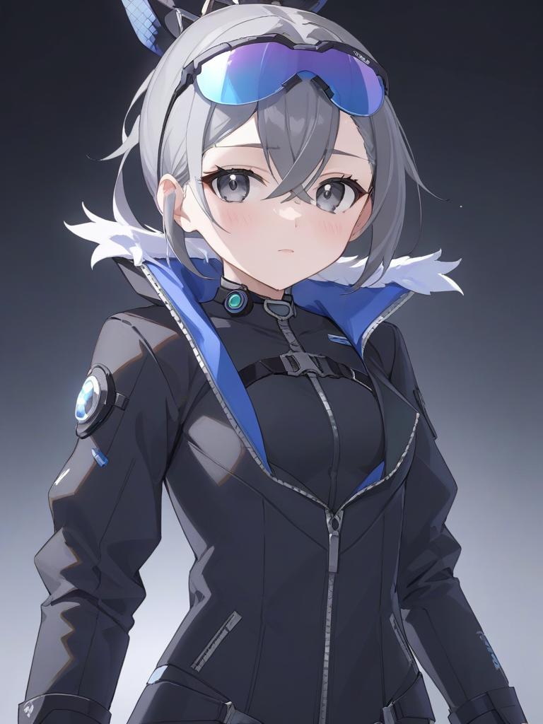Yinglang girl,gray eyes,goggles,<lora:xl_yinglang girl-000007:0.8>,Black full suit, masterpiece, best quality,