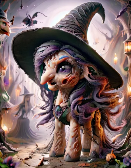 a ral-wtchz with smooth skin and a huge witch hat made out of ral-ltlpowny <lora:ral-wtchz:1.2> <lora:ral-ltlpowny:0.6> ral-ltlpowny