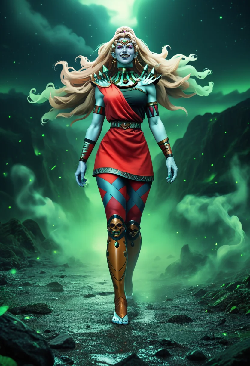 score_9, score_8_up, score_7_up, score_6_up, score_5_up, full body, Alecto as a beautiful woman, feminine soft smile vibes, real skin tone, 8 thighs, loose curls, beautiful bone structure art elf ears, instagram by WLOP, gorgeous cinematic skin, the opening ultra-detaileds to reveal hellish cosmic skies and clouds, super natural textures of jewelry, green gradient colored smoke theme, concept art, hdri, contest winner 8k, high quality octane ue5 render, 4K UHD, Y3 Photography Awards, IMAX 70mm feeling extra wide dof, futurescape, dynamic lighting, sharp focus misty night, sharpness aberration, Macro, moustache with Canon, depth it features alive deep cinematic, high definition, volumetric light skin texture and skin illusion, artstationHD, art by Roger changing small details 8k in the edges by Robert Palla lenses, dynamic scene frame harmony korine, rich beautifully detailed, intricate, highly detailed
<lora:Alectoha:0.85>