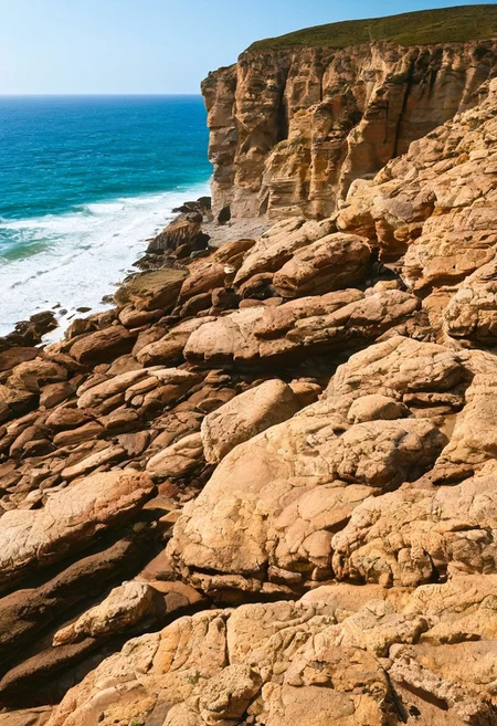 beach, water, rocks, cliff, raw, photo, realistic