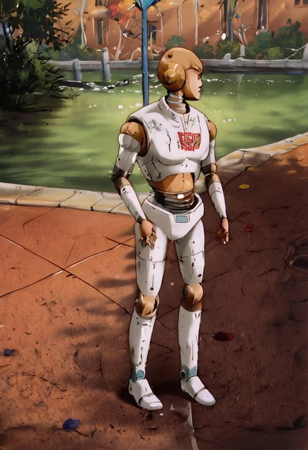VOV-A6 Lab Tech from atomic heart, robot, solo, brown robot, white outfit,
outside, river, pavement, buildings Transformers animation <lora:Transformers 86 FT:1>