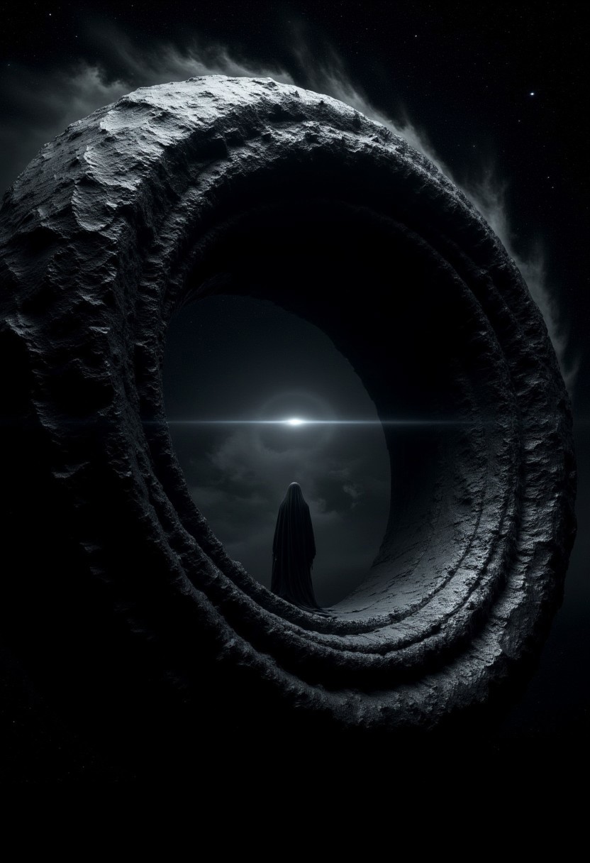 In a discovery that has captivated astronomers and sparked the imaginations of artists and dreamers, NASA's deep space telescope has captured images of a sight both breathtaking and unsettling: a colossal fortress, carved from a single piece of obsidian-like material, orbiting a dying star. And at its heart, a figure of ethereal beauty: a woman, her form sculpted from the same dark material, stands as a silent guardian, her gaze fixed on the infinite expanse of space.
The fortress itself is a marvel of dark artistry, its surface a swirling mass of shadows and dimly lit facets. Strange energy signatures pulse from within the fortress, suggesting a mastery of technology far beyond human comprehension, a power that seems to be channeled through the woman at its center. The surrounding space is eerily silent, devoid of any signs of life or civilization, adding to the sense of mystery and wonder that surrounds the obsidian structure.