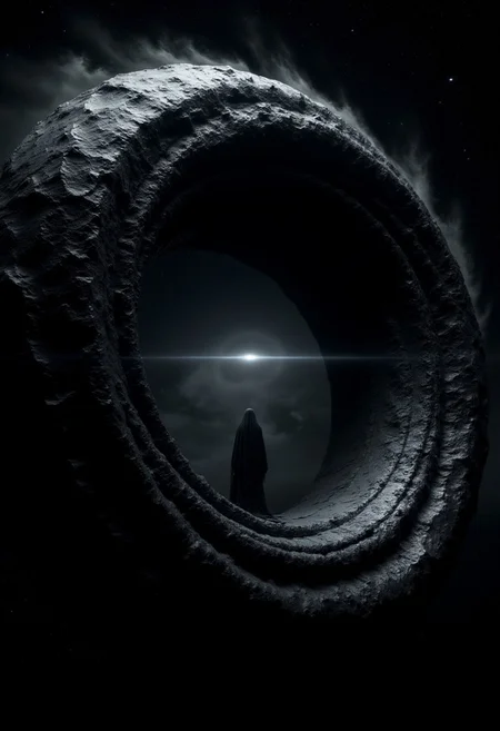 In a discovery that has captivated astronomers and sparked the imaginations of artists and dreamers, NASA's deep space telescope has captured images of a sight both breathtaking and unsettling: a colossal fortress, carved from a single piece of obsidian-like material, orbiting a dying star. And at its heart, a figure of ethereal beauty: a woman, her form sculpted from the same dark material, stands as a silent guardian, her gaze fixed on the infinite expanse of space.
The fortress itself is a marvel of dark artistry, its surface a swirling mass of shadows and dimly lit facets. Strange energy signatures pulse from within the fortress, suggesting a mastery of technology far beyond human comprehension, a power that seems to be channeled through the woman at its center. The surrounding space is eerily silent, devoid of any signs of life or civilization, adding to the sense of mystery and wonder that surrounds the obsidian structure.