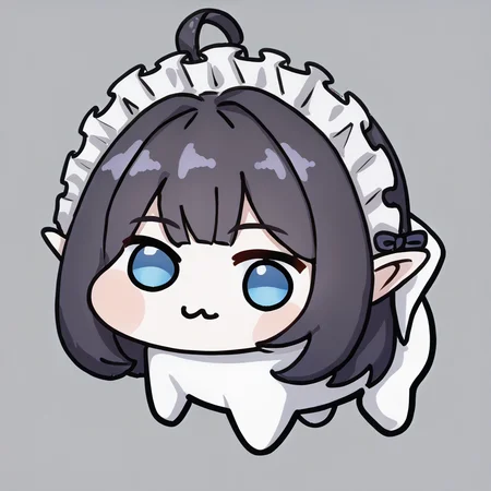 score_9, score_8_up, score_7_up, source_anime, mirianne, maid headdress, doro, creature, :3, chibi, no humans, four legs, solid circle eyes, no pupils, white skin, <lora:Doro_X_PDXL_V1:1.0>, <lora:mirianne-ponyxl-beta4-08:0.8>