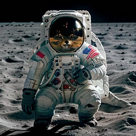 A Cute crystal skull cat wearing spacesuit helmet, sitting on the moon, holding a piece of pizza, 
spacesuit, FastNegativeV2, fcNeg, cry5t415ku11,