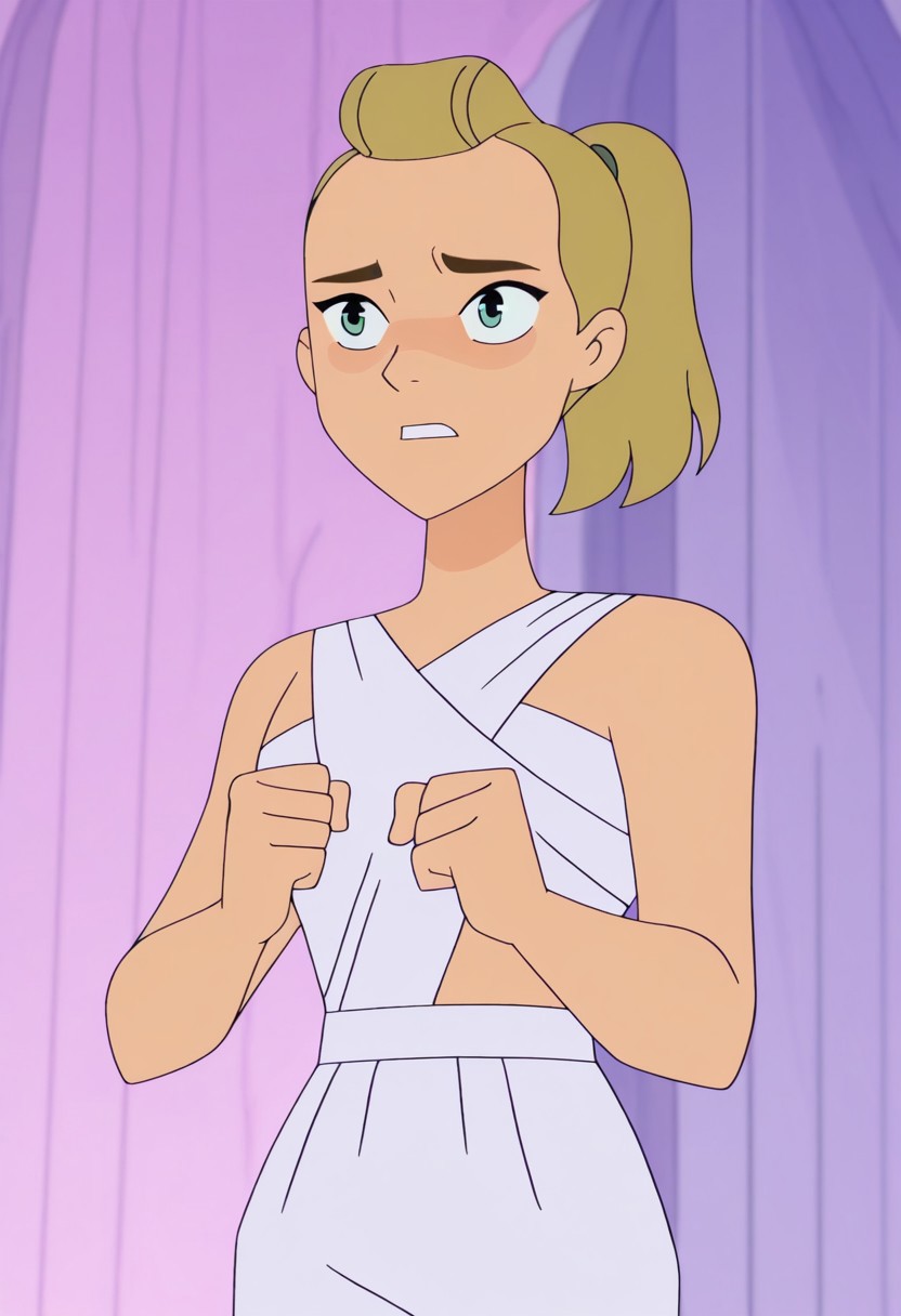 Spopstyle, upper body shot, CHAdora, ADOHair Style, Grotto Outfit, simple background,
BREAK 
Determined: Intense gaze, clenched fists, and a firm expression, showcasing unwavering resolve and focus