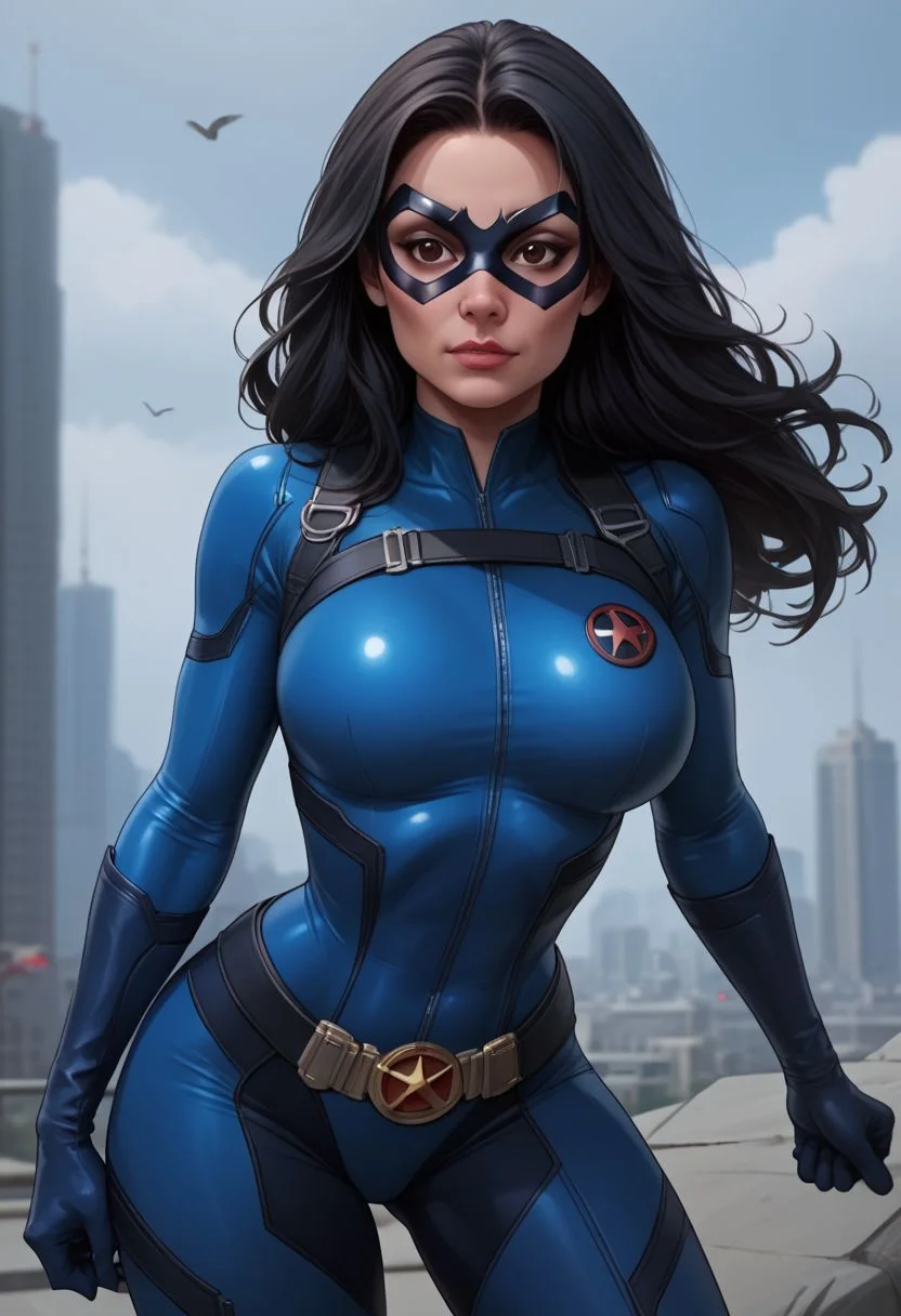 score_9, score_8_up, score_7_up,score_6_up, score_5_up, score_4_up , 1girl, solo,
large breasts,
dreamerdg,
long hair, black hair,
blue bodysuit, blue gloves, superhero, domino mask, brown eyes,