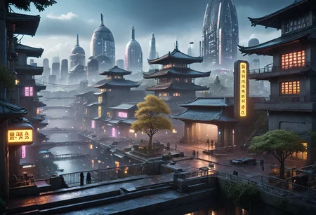 realistic, RAW photo, high quality, Stable_Yogis_PDXL_Positives, \\\\\\\\\\\\\\\\n<lora:Cityscape_From_Above_Concept_Art_VW_Style:0.4> cyberpunk,satellite photo of a huge <lora:Unfazed retro style - XL SDXL V2.0:0.3>,<lora:Naboo:0.2> Naboo, <lora:Ron Fricke style v2:0.0> Ron Fricke style, <lora:cwhyberponk:1.0> cwhyberponk,<lora:Cyberpunk_3D:0.5> Cyb3punk vast city with <lora:0942 torii_v1_pony:0.5> ruanyi0942,multiple torii,outdoors,stone stairs,tree,<lora:Hover_car:0.5>, in , featuring <lora:yellowxgrey:0.0> Everything in yellow, everything in grey,yellow color aesthetic,grey color aesthetic,yellow theme,grey theme,<lora:Neon_Noir_SDXL:0.3> mad-neon-noir