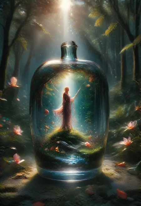 There a glass Apple sculpture, concealed inside is a picture of a beautiful Japanese landscape inside of it with pink trees and falling leaves, in the dark, detailed image, 8k, 8k high quality detailed art, the moon, perfect sphere, amazing wallpaper, digital painting highly detailed, 8 k hd detailed oil painting, beautiful art uhd 4 k, focus on glass apple, close up, bokeh, unfocused counter top background   Vibrant glass red apple, glossy surface, intricate details, vivid green leaves, miniature Adam and Eve figures inside, symbolic scene, ethereal atmosphere, zbrushcentral contest winner, cherry blossom tree background, meticulous craftsmanship, high realism, impeccable symmetry, 8K resolution, captivating colors, dynamic lighting, digital art masterpiece, by renowned artist, enchanting and thought-provoking composition.
More about Enchanted Glass Apple: A Digital MasterpieceA stunning digital artwork featuring a vibrant glass red apple with intricate details, containing miniature Adam and Eve figures. Set against a cherry blossom tree background, this piece showcases meticulous craftsmanship and high realism in an ethereal and symbolic scene.
#craftsmanship #digitalmasterpiece #ethereal #glassart #symbolism