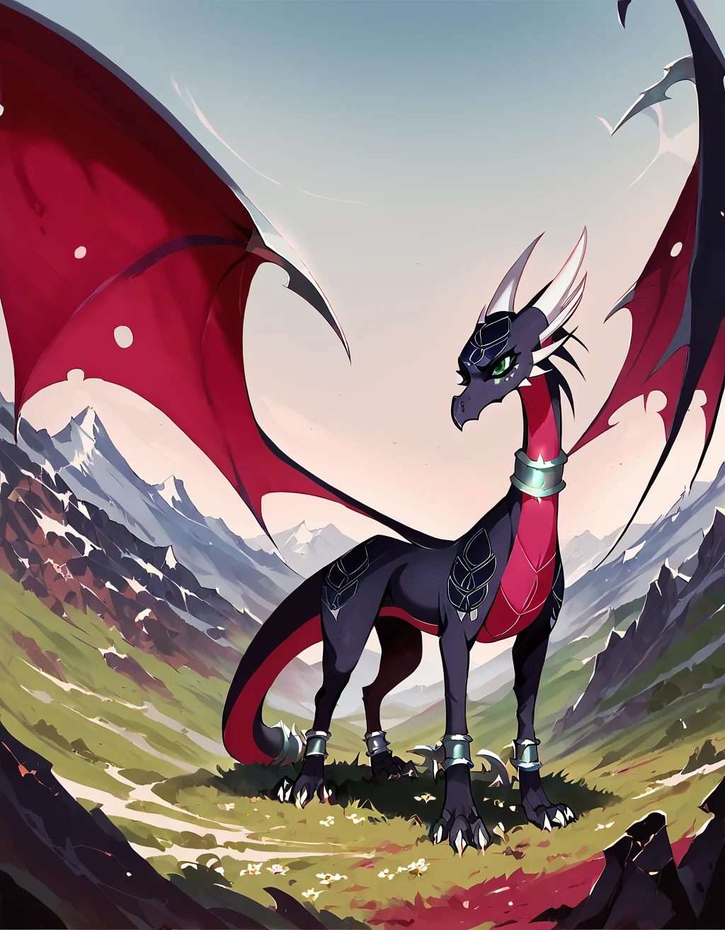 <lora:Cynder_corrupted:1>
cynder, dragon, corrupted, green eyes, detailed eyes, solo, perforated wings, 2 wings, full figure, in a meadow,
hyperdetailed, computergraphic, cinematic style, hyper realistic,