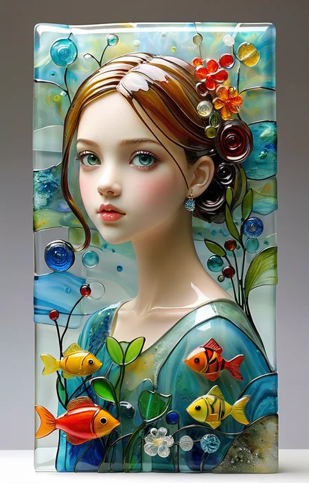 masterpiece,best quality,<lora:tbh372-sdxl:0.6>,illustration,style of Fused glass tech genius teenage girl